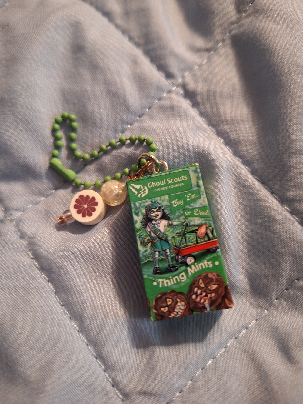 Wacky pack Ghoul Scouts charm keychain
